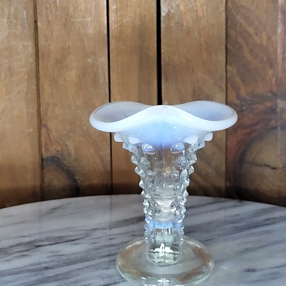 Fenton Blue and Clear Glass Vase - Picture 7 of 12